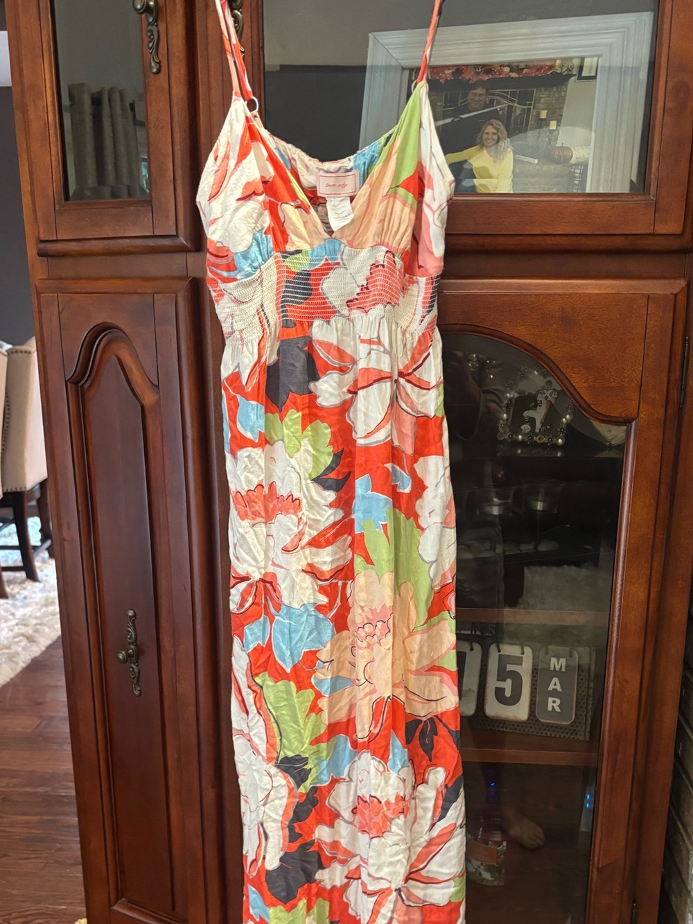 Orange Floral Sleeveless Maxi Dress